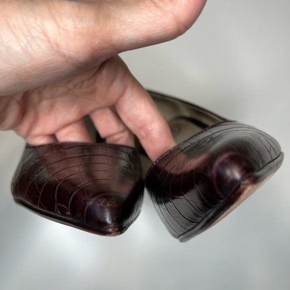 Talbots croc embossed brown stilletto heels - Picture 4 of 10